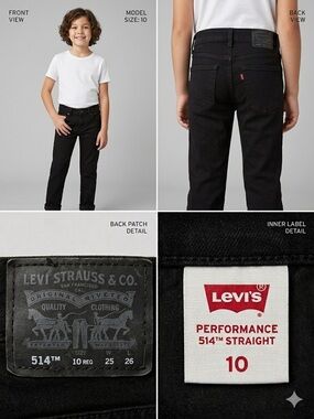 Levi's Black Slim Straight Kids Jeans